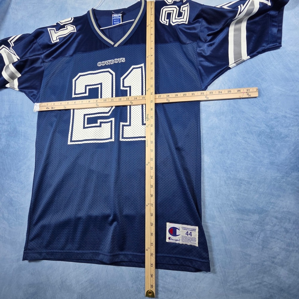 Vintage Champion Dallas Cowboys Deion Sanders 21 Jersey Mens 44 Navy Blue NFL - Picture 7 of 10